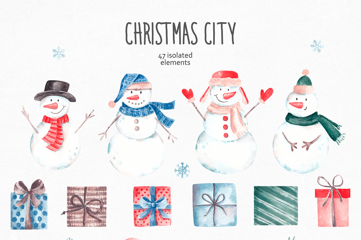 Watercolor Christmas Houses Clipart, a Texture Illustration by YuliyaArtGarden (Photo 4 of 12)