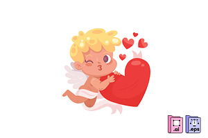 Cute Cherub Heart Hug, a Person Illustration by MISS CHATZ