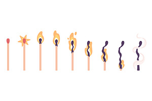 Burning match. Wooden matchstick, an Illustration by LadadikArt