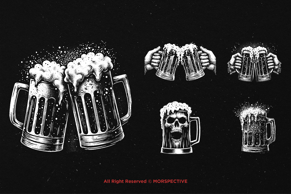 10 Bundle Dark Art Beer Mug Skull, an Illustration by Morspective (Photo 5 of 7)