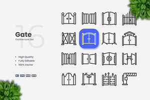 Gate Outline Icons, an Outline Icon by Upnowgraphic