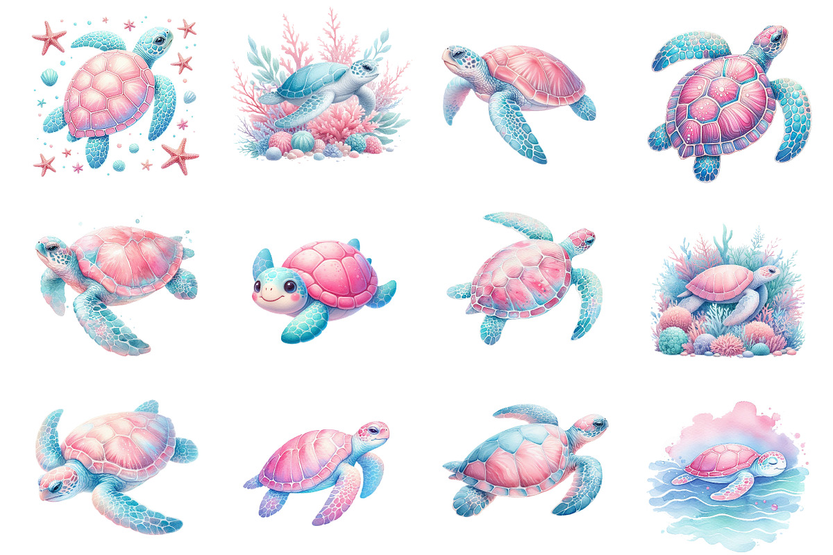 Coastal Sea Turtle Clipart, an Illustration by Dream Creation (Photo 4 of 6)