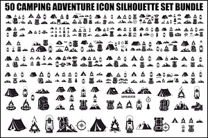 Camping Adventure Silhouette Icon, an Illustration by Artivon