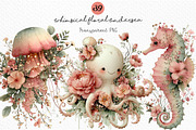 Whimsical Floral Undersea Clipart, a Seasonal Illustration by Craft Nest (Thumbnail 1 of 10)