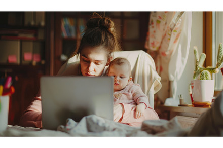 Work from home mother who multitasks, a Person Photo by ZinetroN