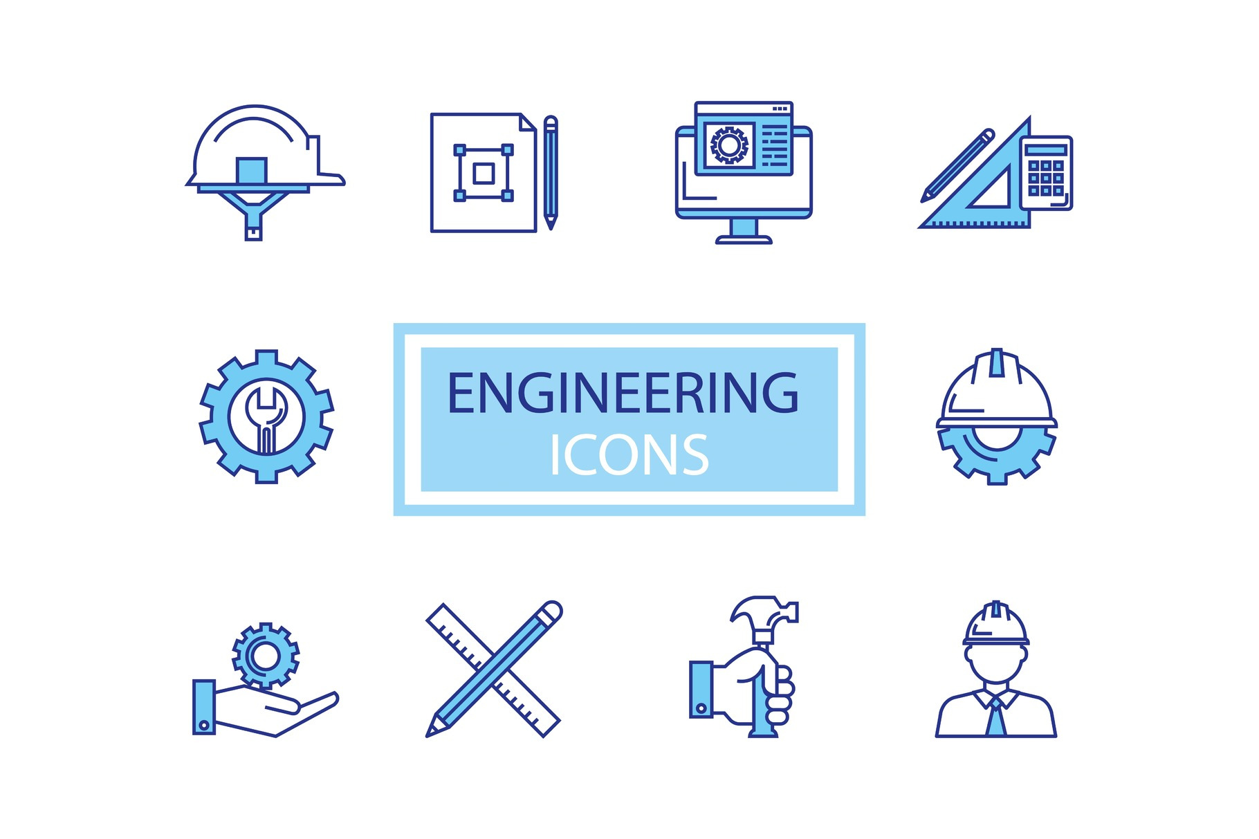 bundle of engineering set icons | Technology Illustrations ~ Creative ...