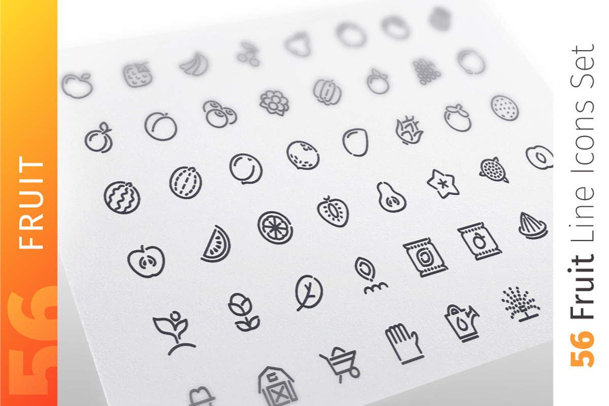 Fruit Line Icons Set, an Outline Icon by Voysla's Shop (Photo 1 of 4)