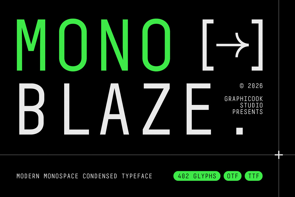 Mono Blaze, a Sans Serif Font by graphicook (Photo 1 of 10)
