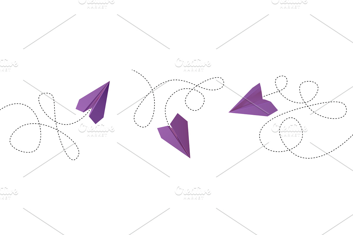 Flying paper planes set isolated on, an Object Illustration by art PVP - market