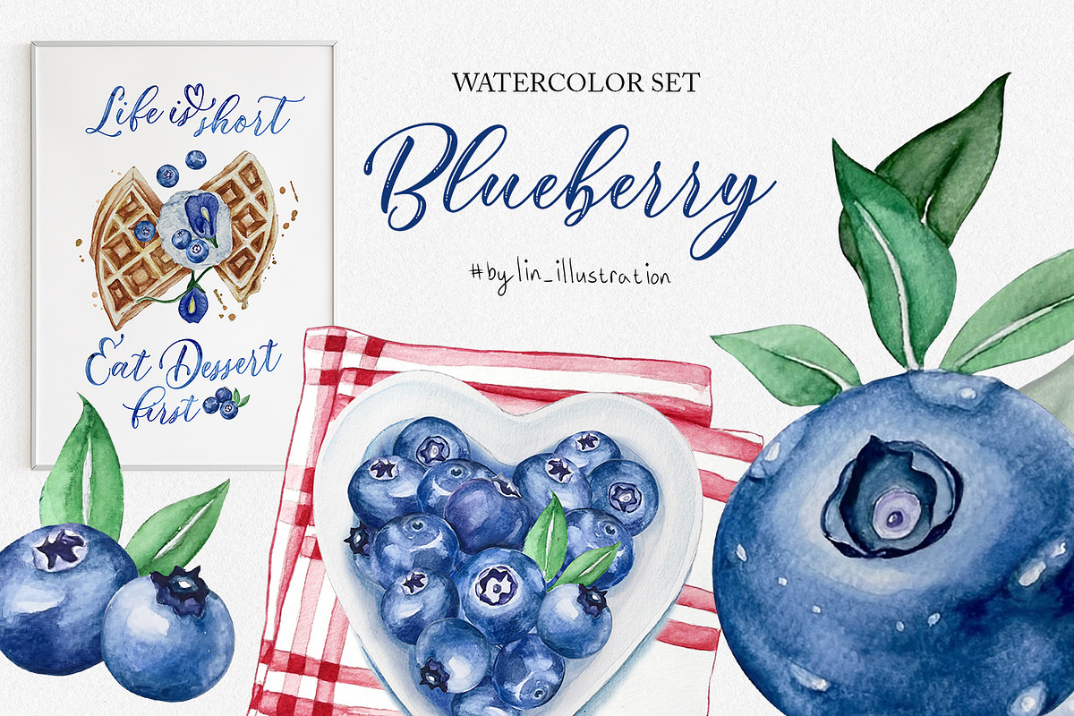 Watercolor - Blueberry, an Illustration by bylin_illustration (Photo 1 of 3)