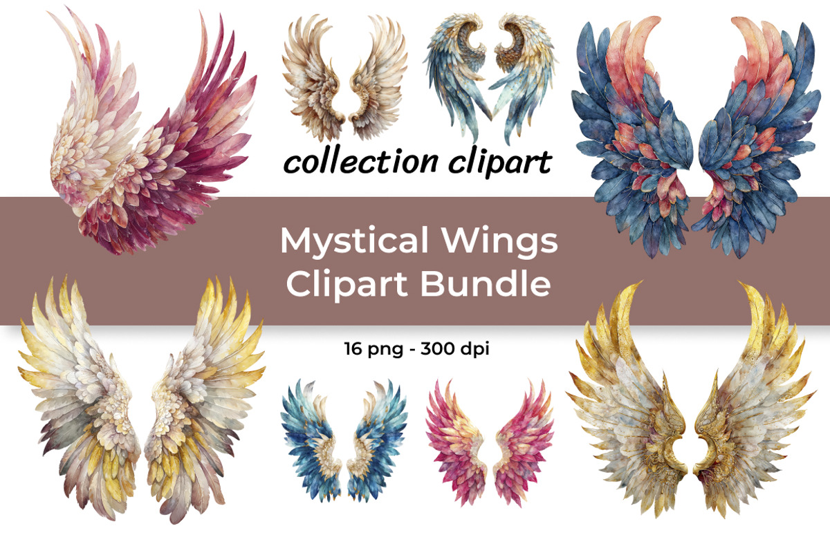 Mystical Wings Clipart Bundle, an Animal Illustration by InkyQueenArt (Photo 1 of 5)