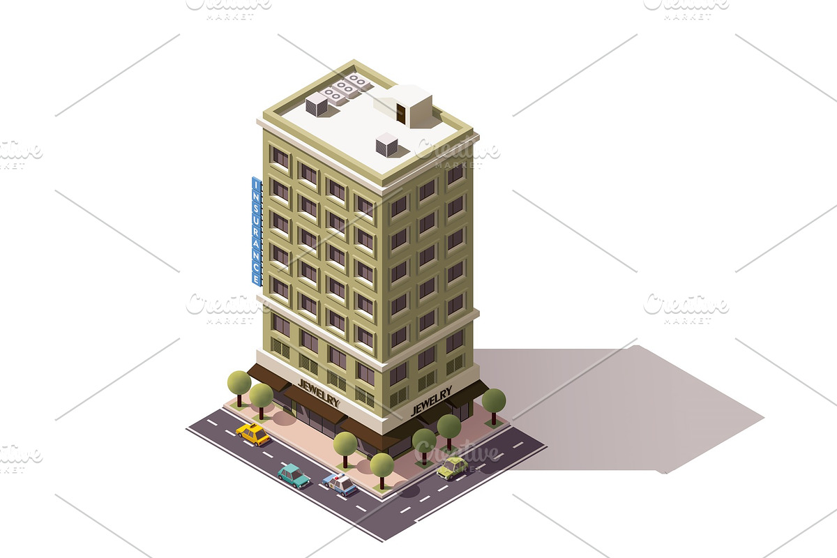 Vector isometric building, a Work Illustration by tele52