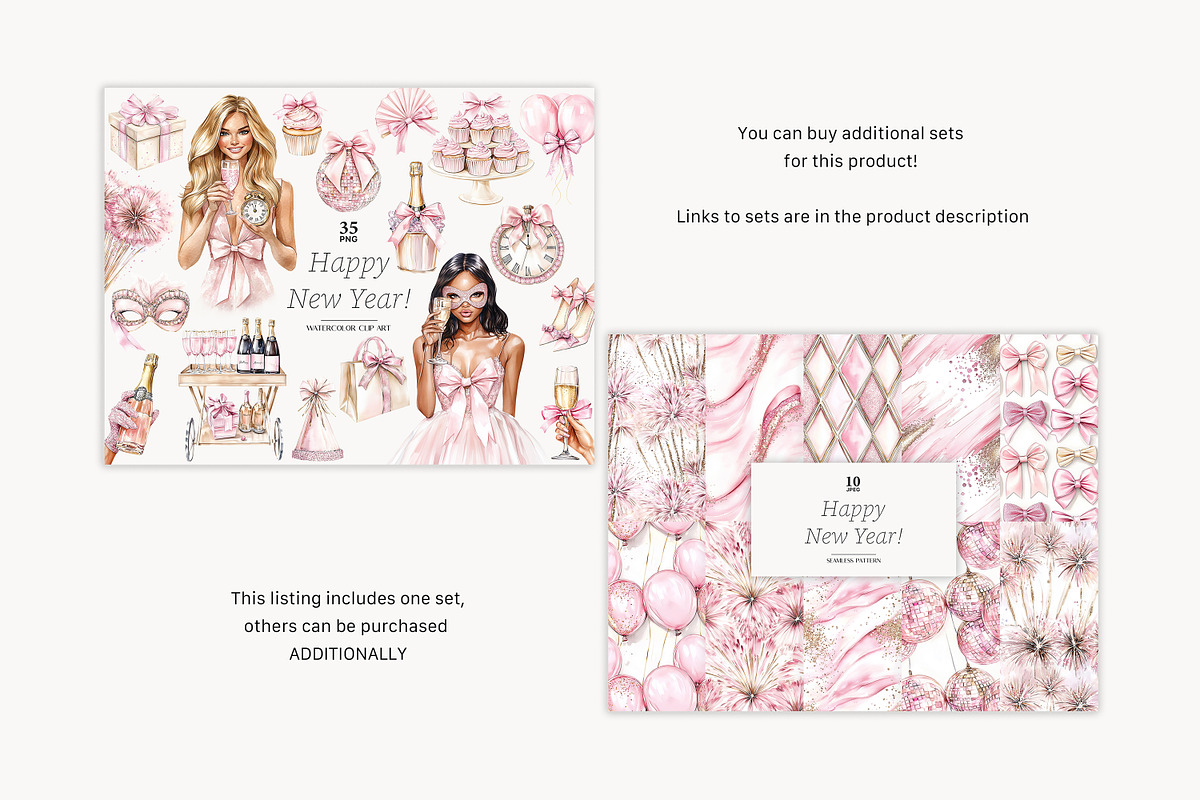 New Year Clipart PNG Bundle, a Person Illustration by GlamArtZhanna (Photo 2 of 6)