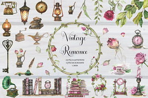 Vintage Watercolor Elements Set