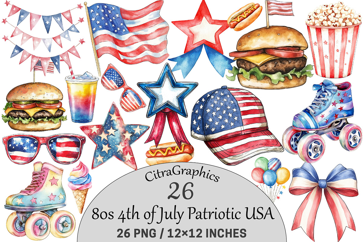 80s 4th of July Patriotic USA, a Seasonal Illustration by CitraGraphics (Photo 1 of 6)