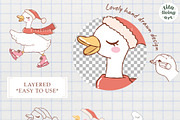Christmas Goose Clipart Bundle, an Animal Illustration by TitaLivingArt (Thumbnail 5 of 9)