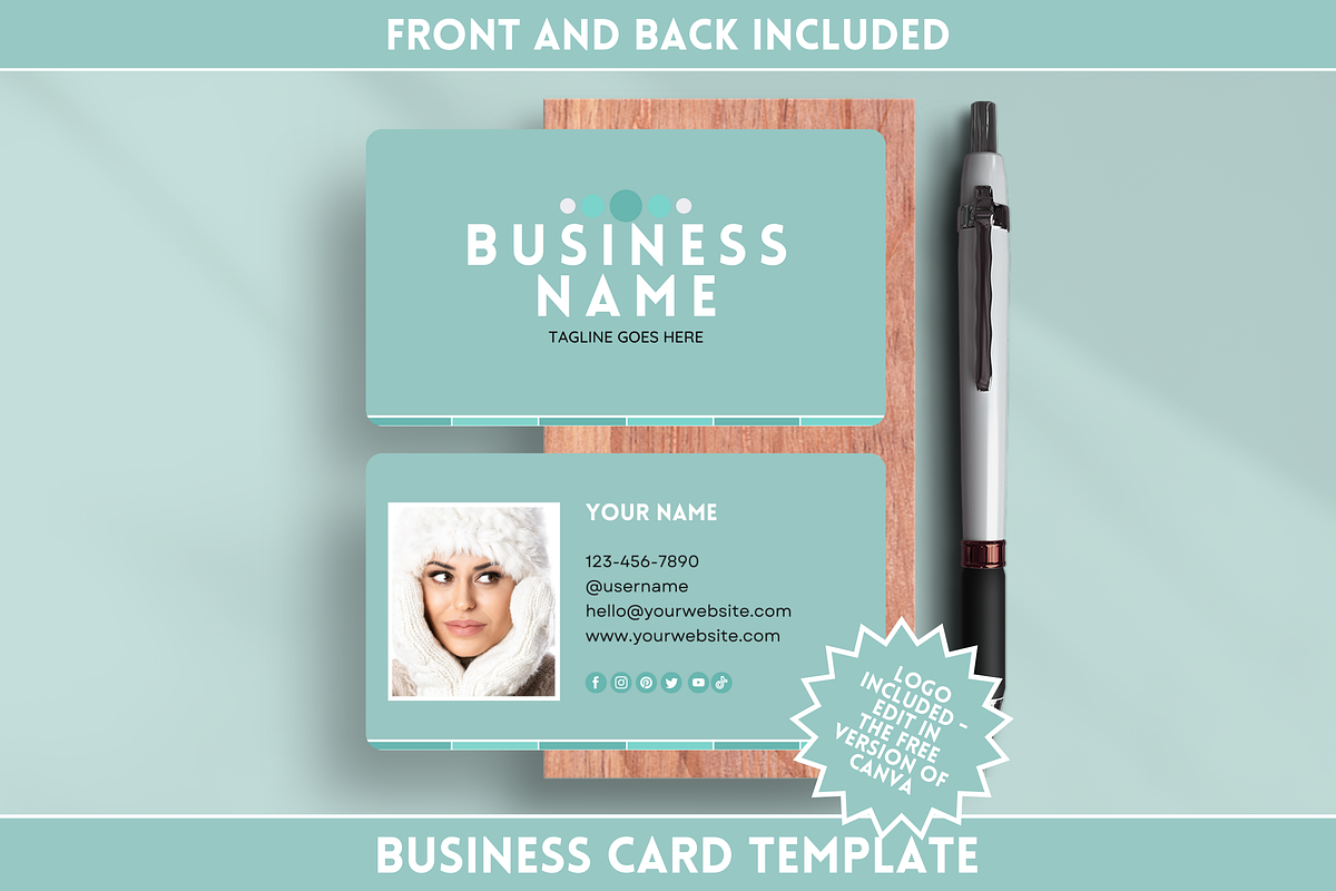 Business Card Template - 2 sides, a Business Card Template by SunshineStudioBoutique (Photo 1 of 9)