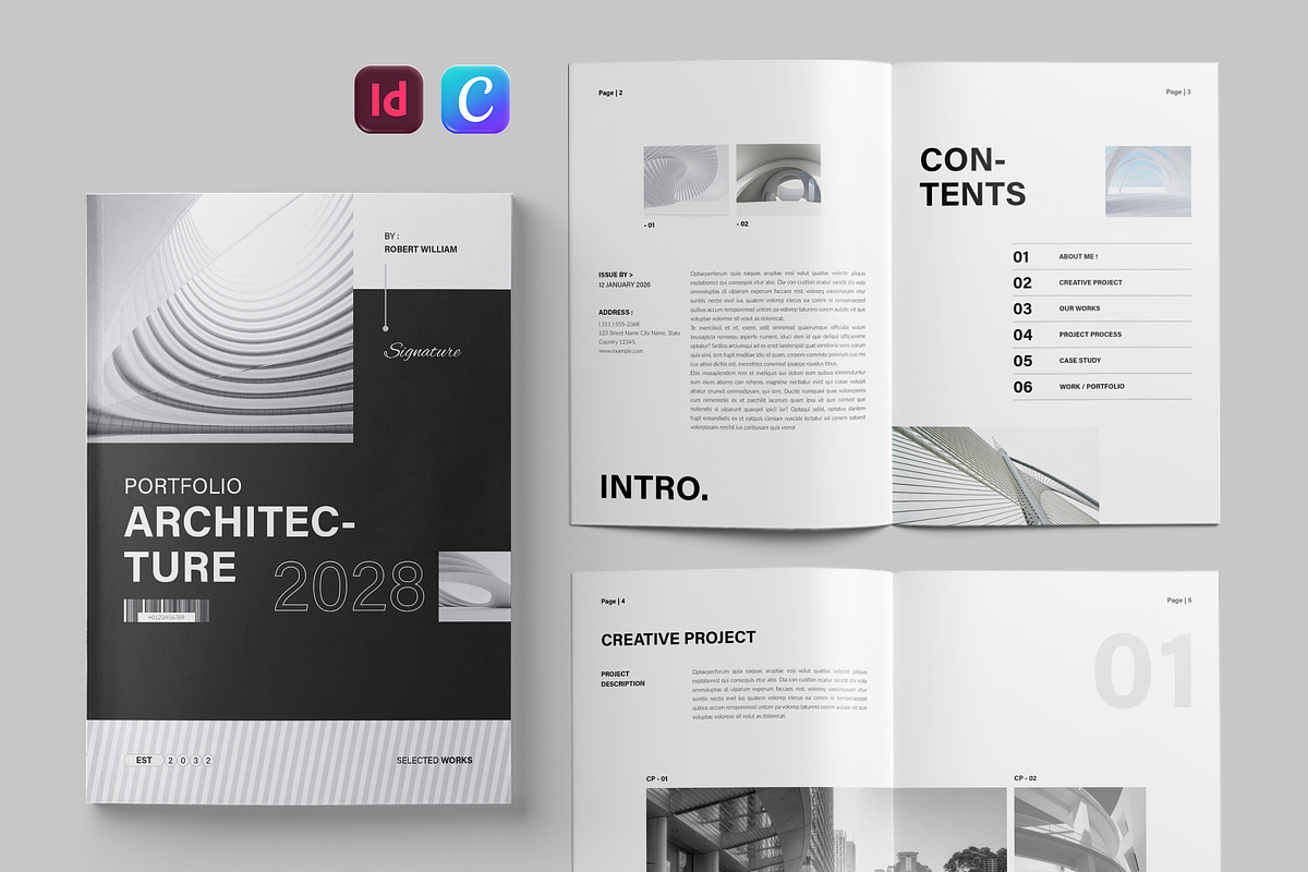 Architecture Portfolio Canva, a Brochure Template by Pixelpick (Photo 1 of 9)
