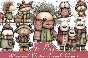 Whimsical Winter Animals Clipart, an Illustration by Libby Wishes