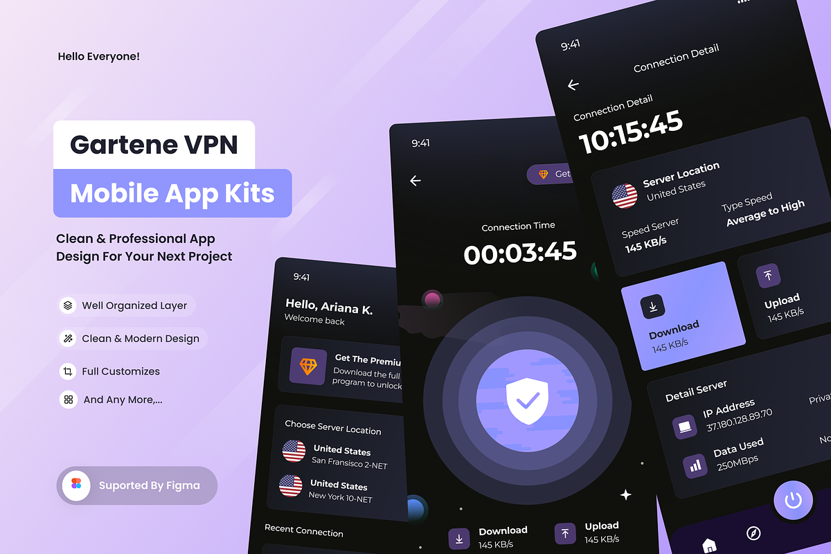 Galaxy Gaze - Mobile Private VPN App, an UI Kit Template by SquidPixey (Photo 1 of 3)