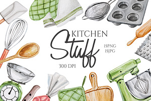 Watercolor Kitchen Stuff Set