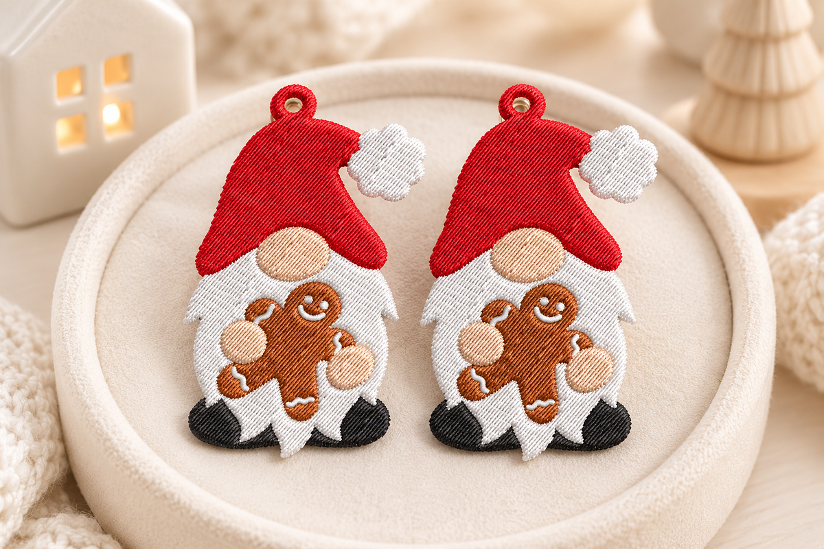Gnome Earrings Embroidery Design, an Object Graphic by Craft Nest (Photo 3 of 4)