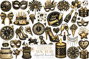 Gliteer New Year Clipart, an Illustration by SinaCreation (Thumbnail 1 of 7)