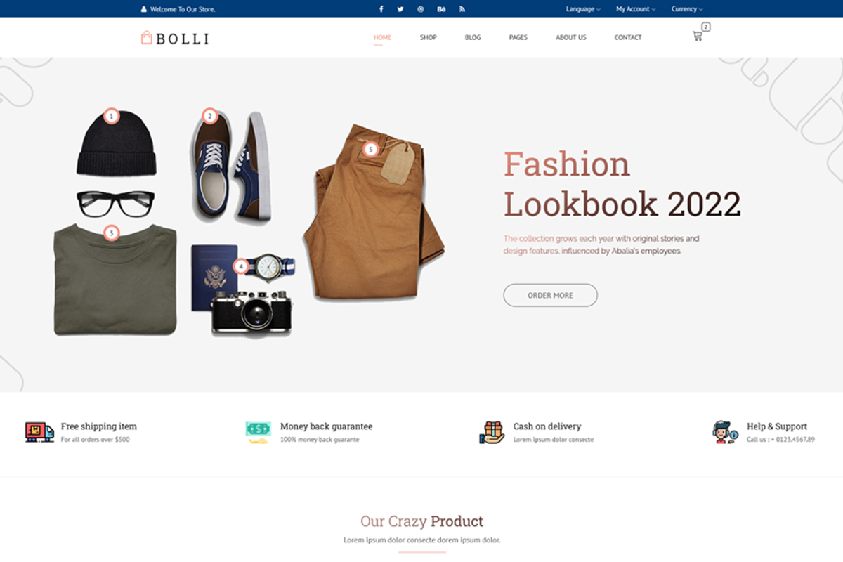 Bolli Multipurpose Fashion Template, a Bootstrap Template by techboot (Photo 5 of 6)