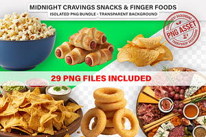 Midnight Snacks & Finger Foods - PNG, a Food Illustration by Nurlan's shop