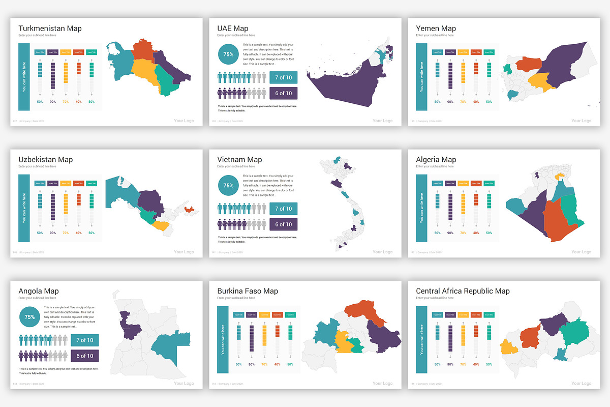 Maps PowerPoint infographics, a Presentation Template by SlideOne (Photo 20 of 31)