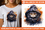 Halloween Cat Witch Clipart Bundle, a Seasonal Illustration by Creative Arslan (Thumbnail 5 of 9)