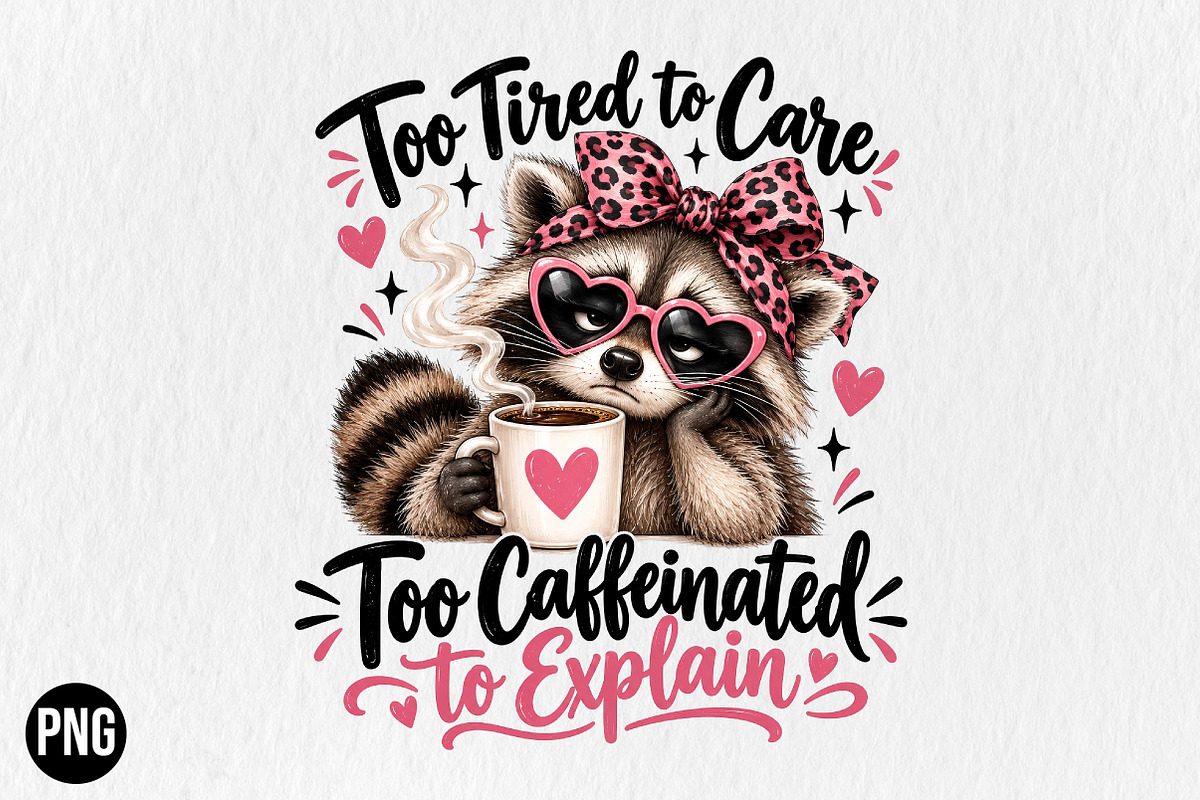 Funny Raccoon Coffee PNG, a Seasonal Illustration by CraftArtStudio (Photo 1 of 4)