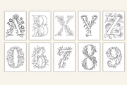 Floral Alphabet Coloring Pages, a Decorative Illustration by Daffodil Dream Studio (Thumbnail 3 of 4)