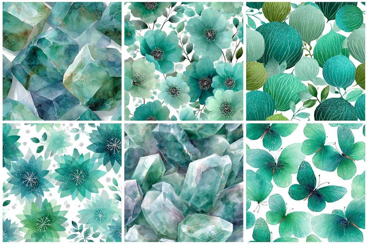 Green Silver Glitter Digital Paper, a Texture Graphic by CitraGraphics (Photo 3 of 6)