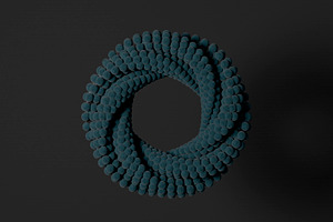 Blue abstract torus made of spheres on dark background, an Industrial Photo by RF Images