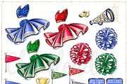 Cheerleader Hand Drawn Clipart, a Sport Illustration by Masha  Studio (Thumbnail 5 of 12)
