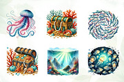Undersea watercolor clipart, an Illustration by CreationArt (Thumbnail 5 of 5)
