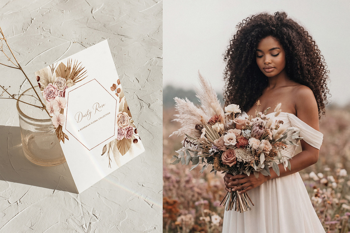 Watercolor Boho Fall Dusty Rose Set, a Decorative Illustration by Carol Lozove (Photo 22 of 74)