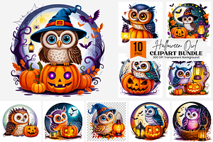 Halloween Owl Sublimation PNG Bundle, a Graphic by Clipart Bloom