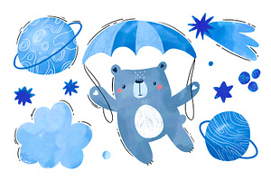 Cartoon Bear on Aircraft. Sky, an Object Graphic by the_myro