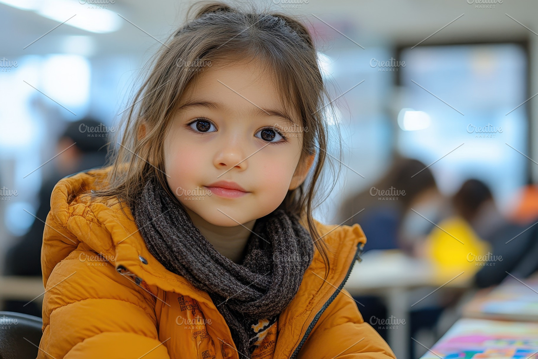 Young girl with brown hair wearing a, a Photo by Tanuart
