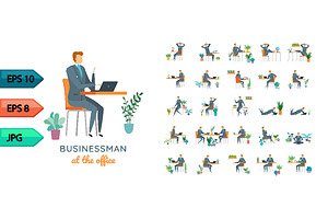 Vector business character poses set