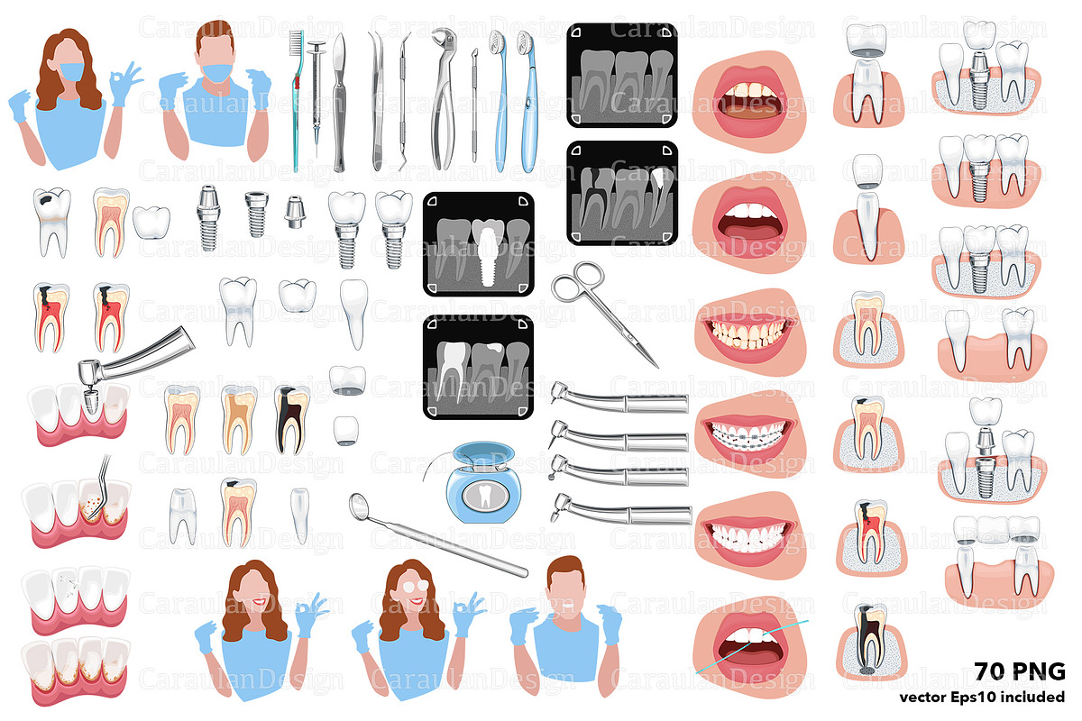 Dentistry Clipart Set, a Healthcare Illustration by Serghei Caraulan (Photo 2 of 7)