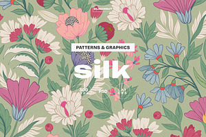 Silk Botanical Pattern And Flowers