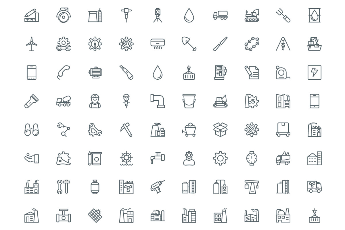 160 Industrial Line Icons, an Outline Icon by Vectors Market (Photo 2 of 3)