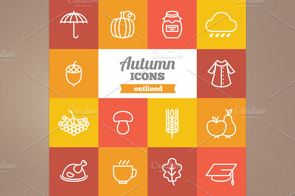 Outlined Autumn Icons
