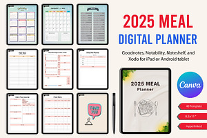 Digital 2025 Meal Planner Canva