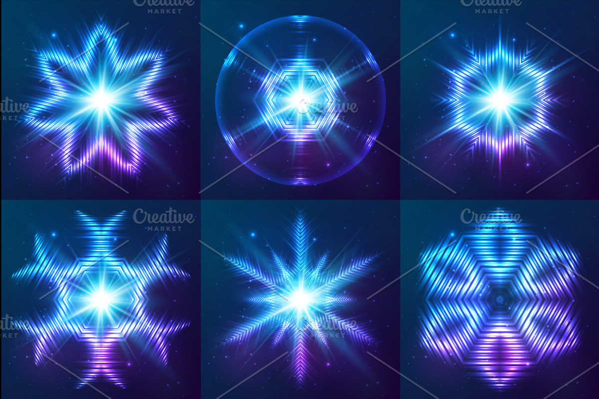 33 cosmic shining vector snowflakes preview 4