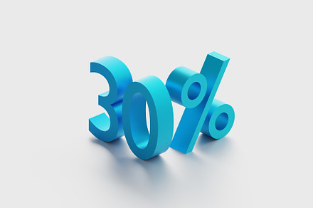 30 percent isometric text over white