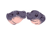 Cute hippos set + seamless patterns, an Animal Illustration by PaperTrident (Thumbnail 6 of 14)